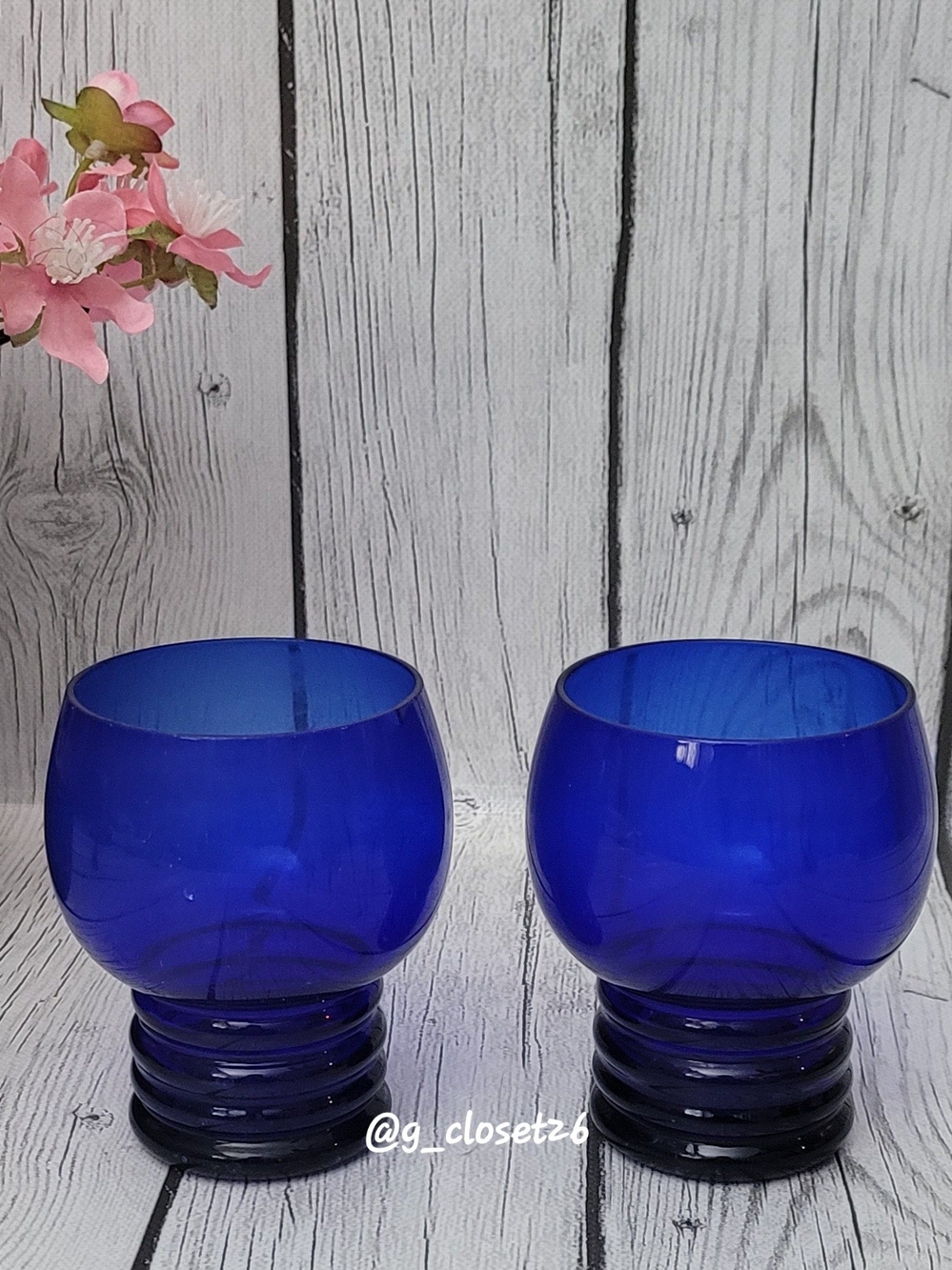 Vintage 10 Oz Flat Tumbler Shaeffer Cobalt Blue - Set of 2